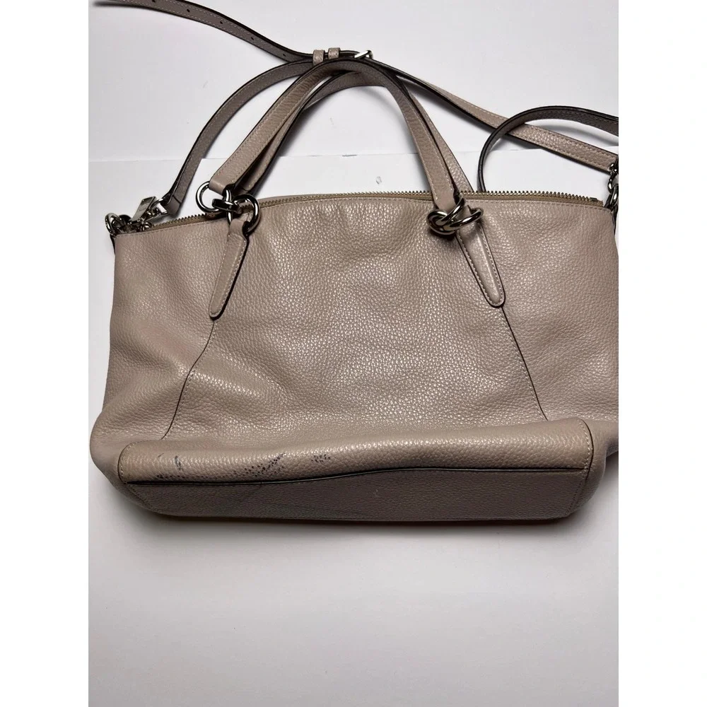 Coach Prairie Satchel Womens Medium Taupe Pebble Leather Handbag F28993
